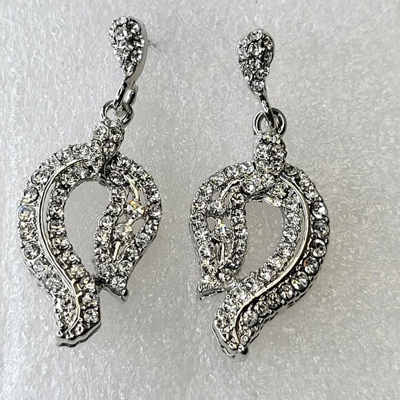 Clear Rhinestone Question Mark Earrings - Picture 1 of 6